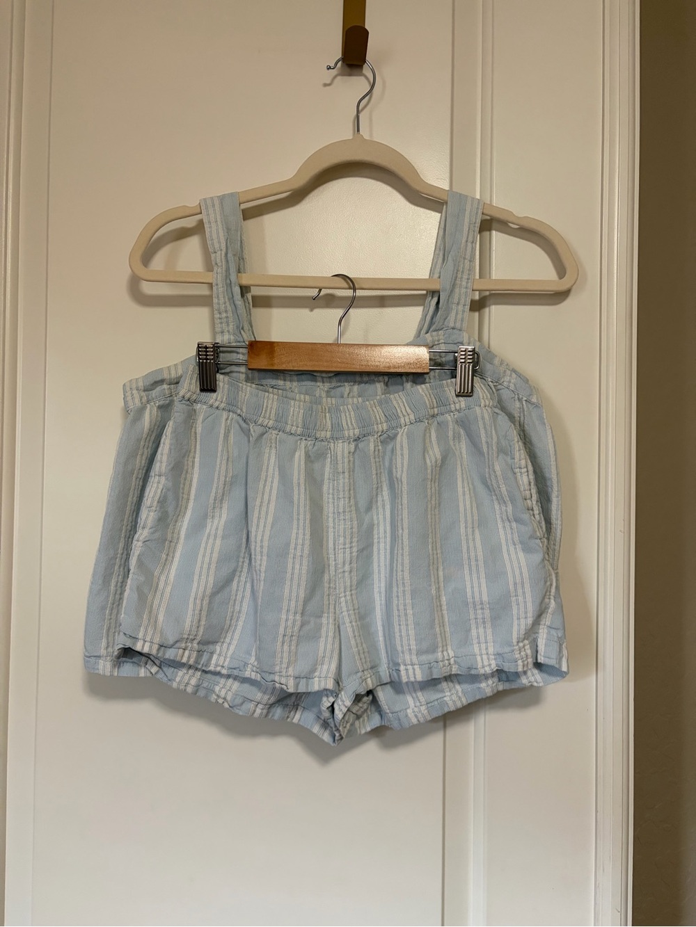 😴💤Calypso St. Barth Pale Blue & White Striped 100% Cotton Pajama Set 💤🥱